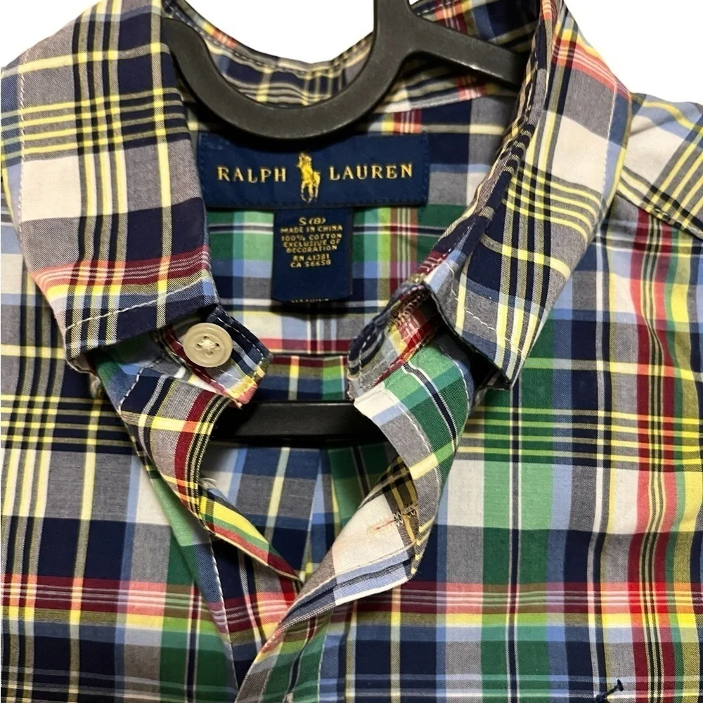 Ralph Lauren Polo Plaid Short Sleeve Button Down Shirt - Kids S (8)